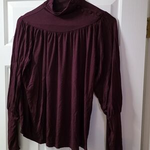 Ann Taylor Deep Burgundy Top with Button Accents